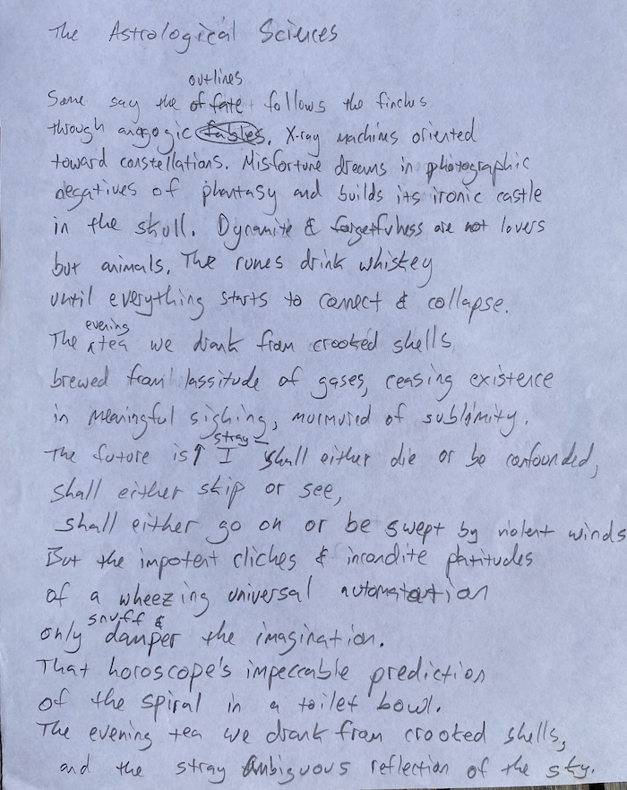 Photograph of poem draft