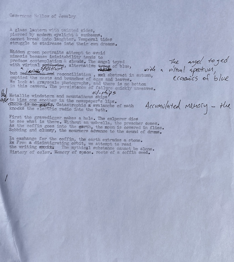 Photograph of poem draft