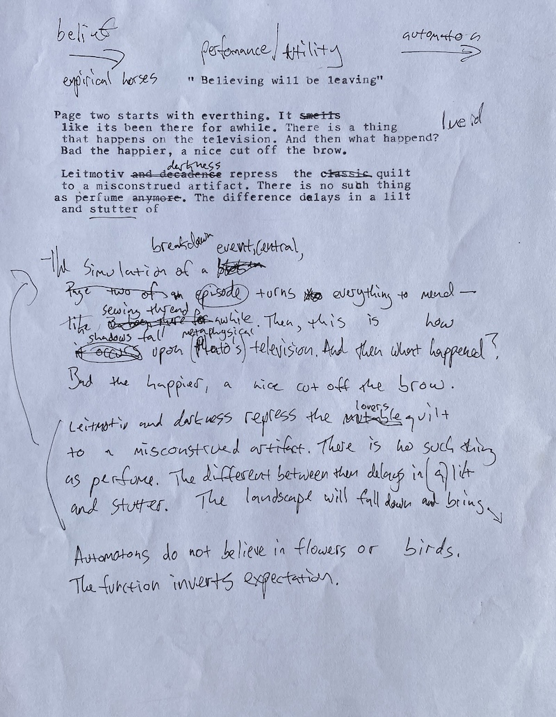 Photograph of poem draft