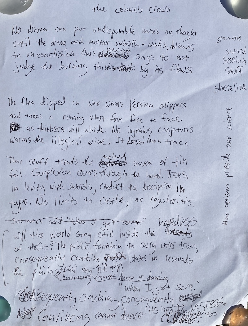 Photograph of poem draft