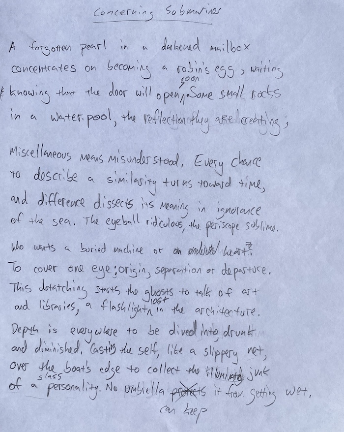 Photograph of poem draft