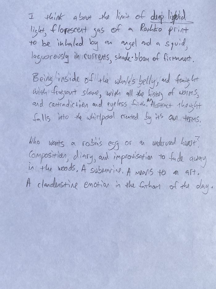 Photograph of poem draft