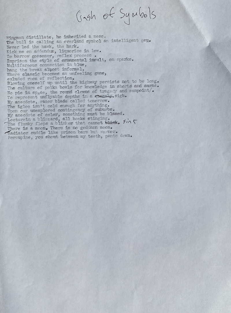 Photograph of poem draft