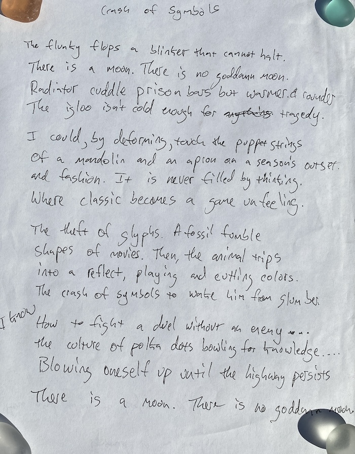 Photograph of poem draft