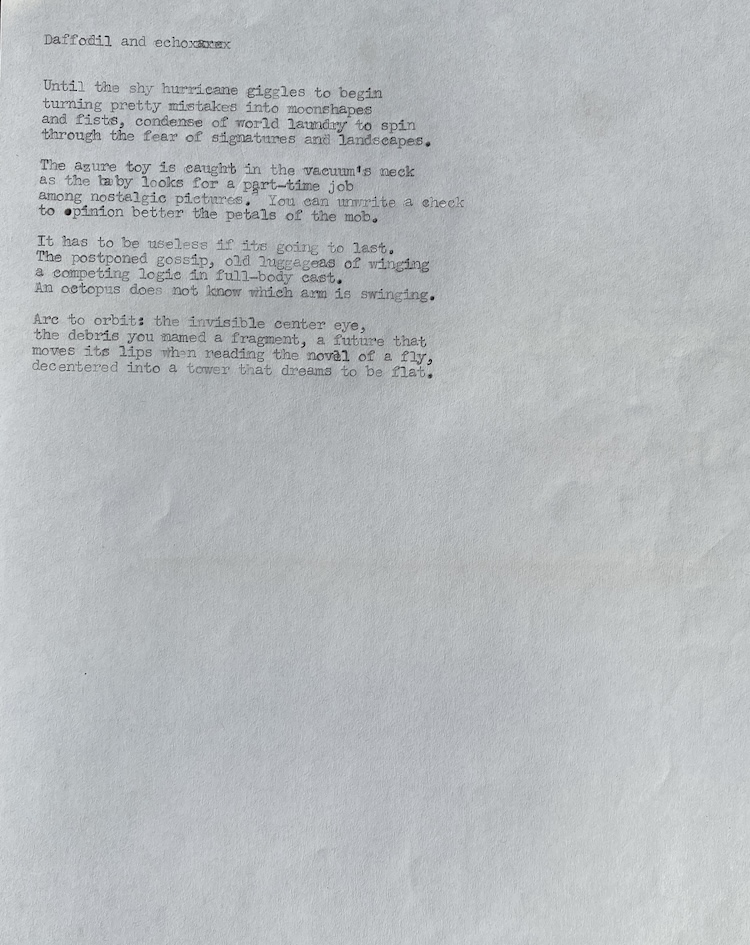 Photograph of poem draft