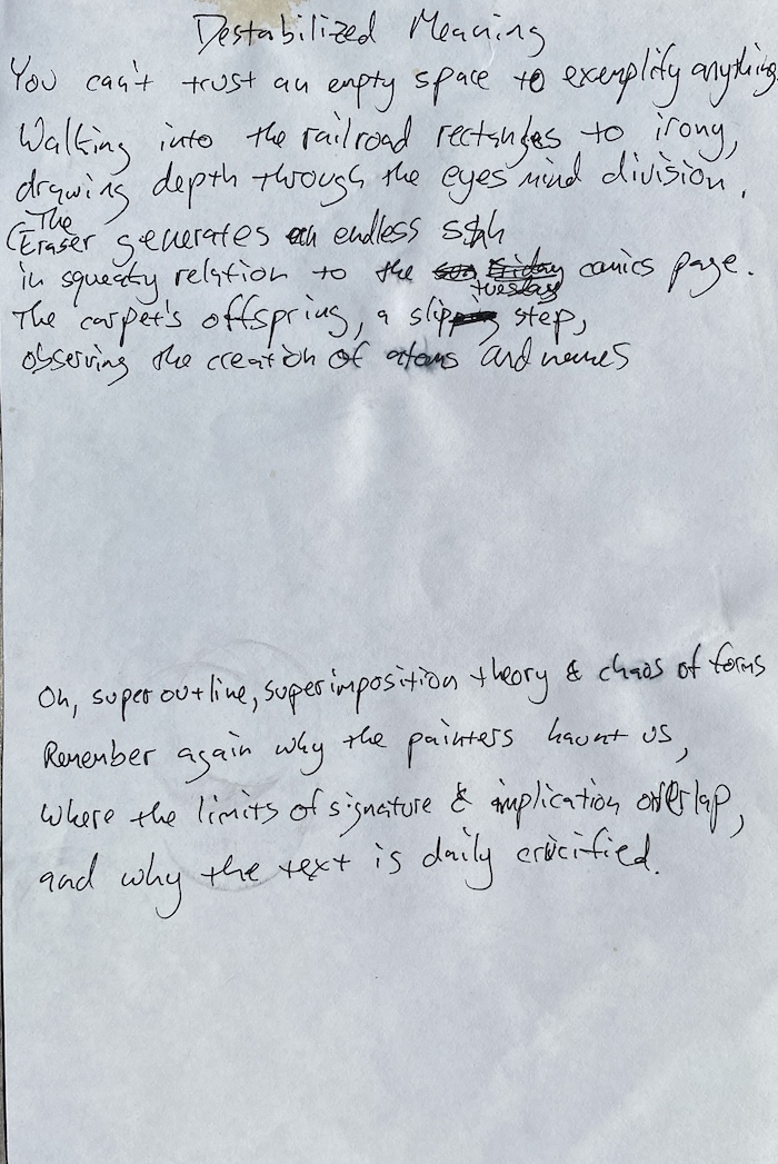 Photograph of poem draft