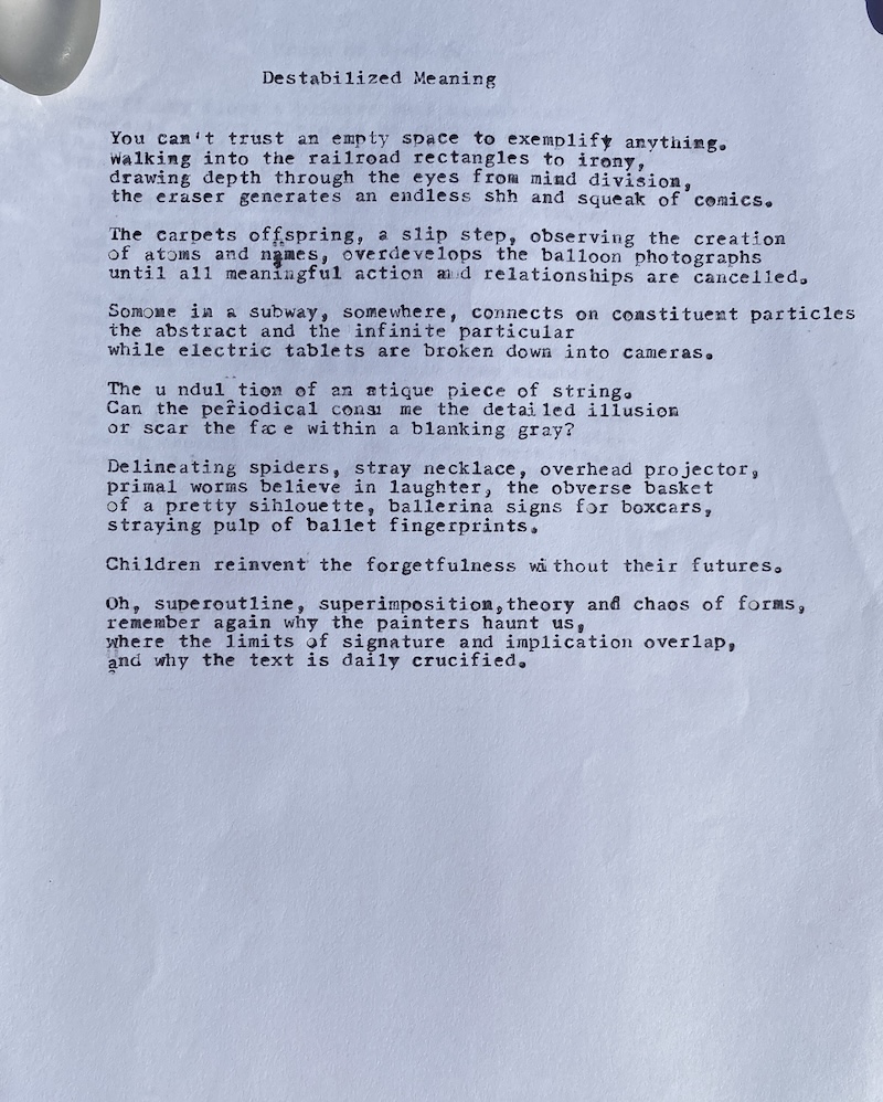 Photograph of poem draft