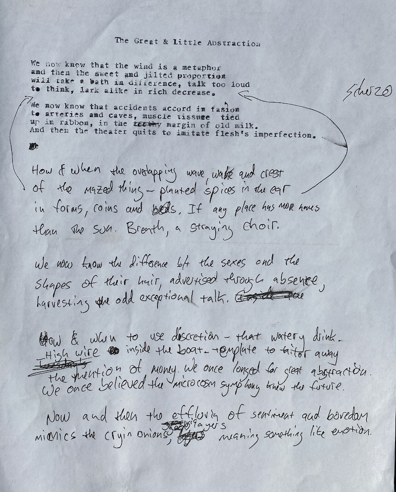 Photograph of poem draft