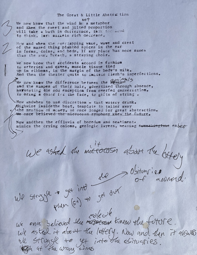 Photograph of poem draft