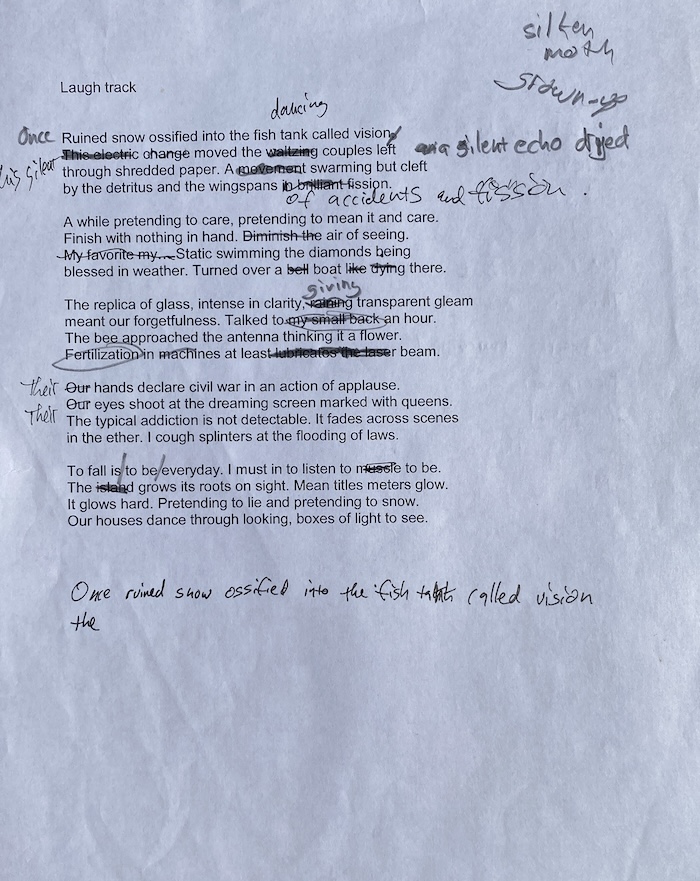 Photograph of poem draft