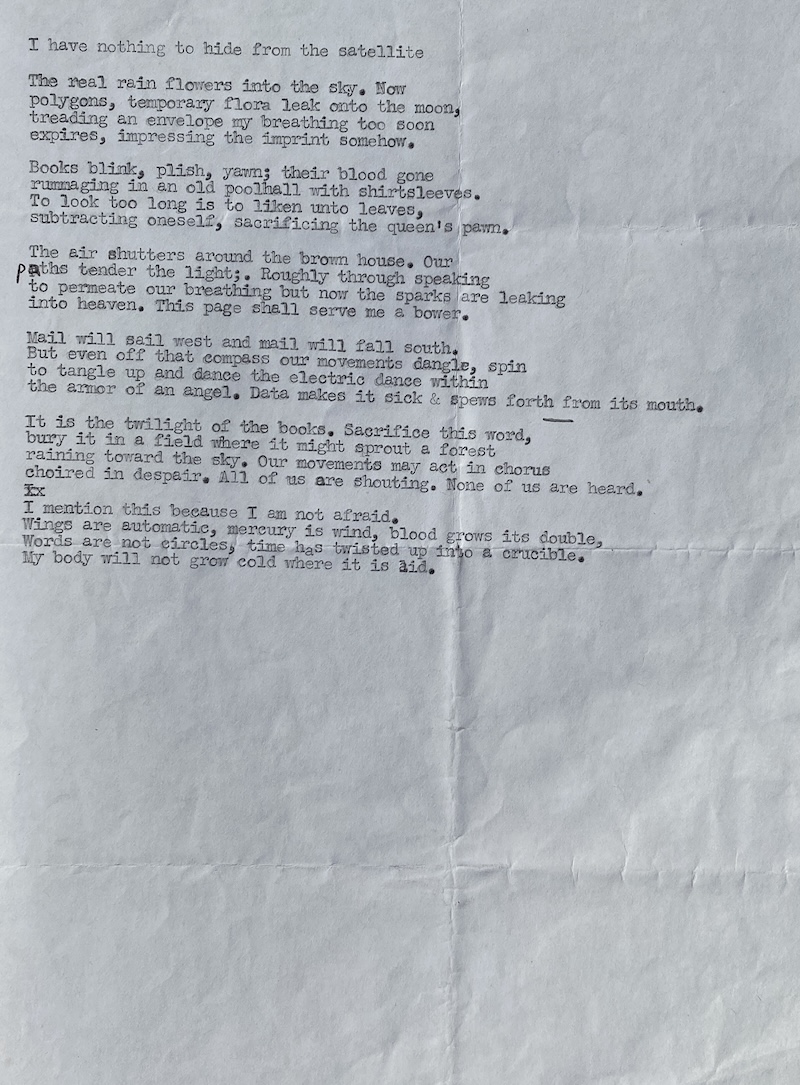 Photograph of poem draft