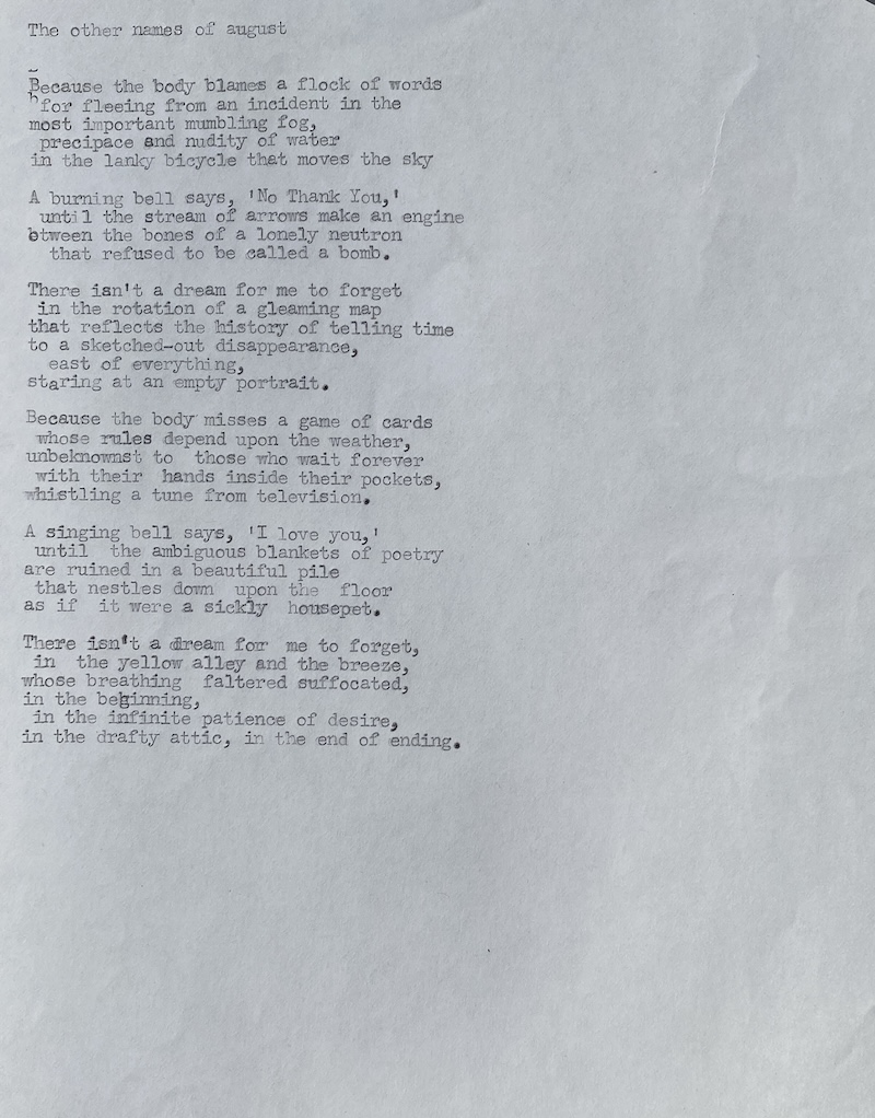 Photograph of poem draft