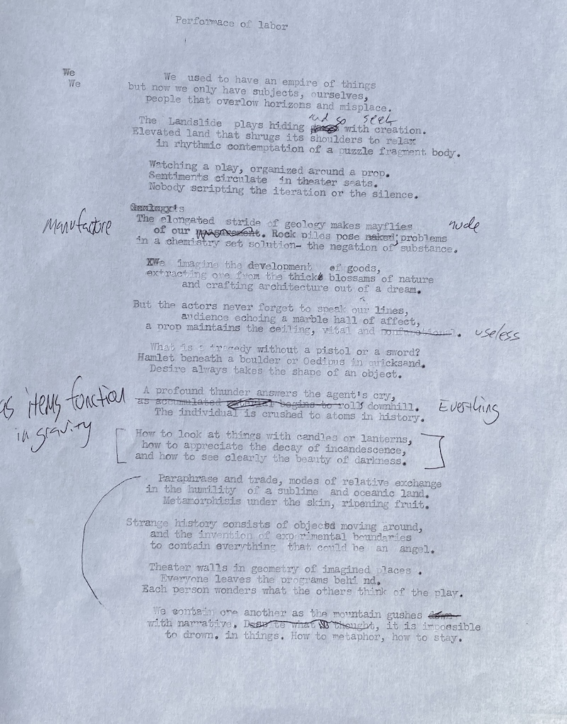 Photograph of poem draft