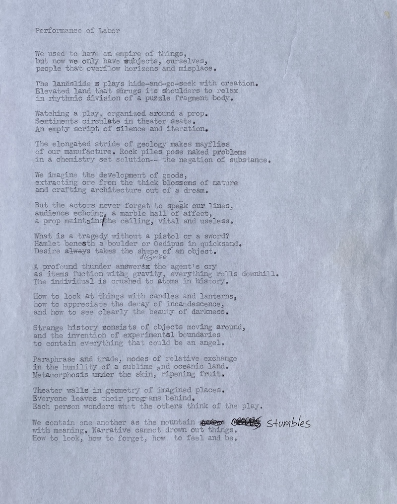 Photograph of poem draft