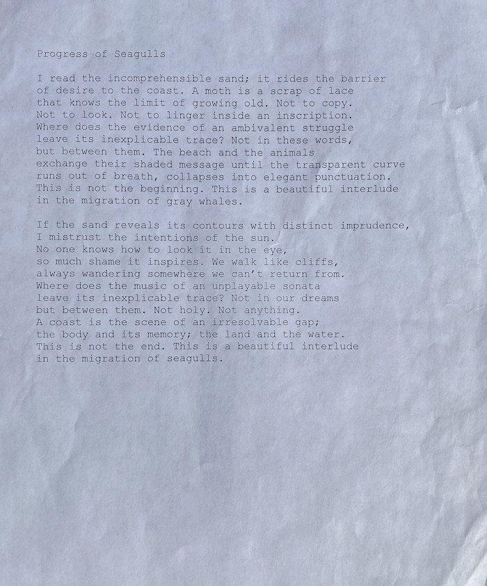 Photograph of poem draft