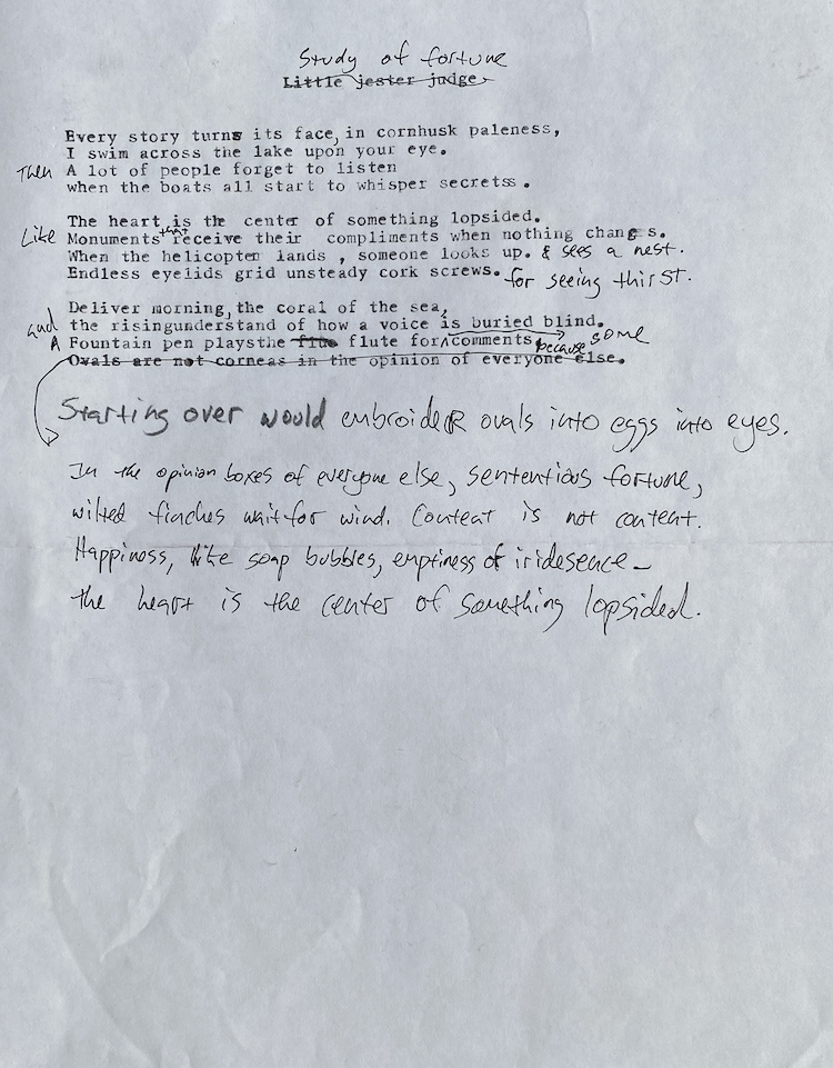 Photograph of poem draft