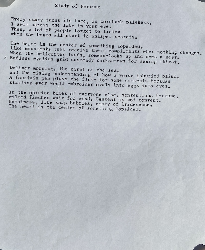 Photograph of poem draft