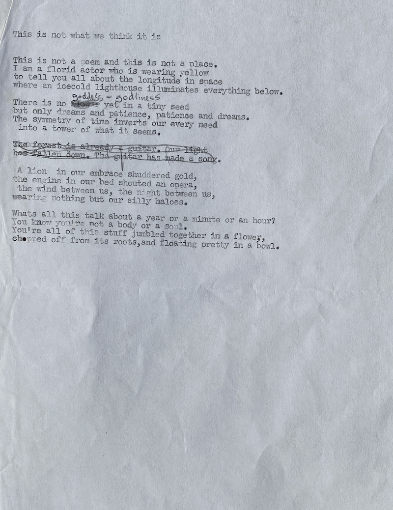 Photograph of poem draft