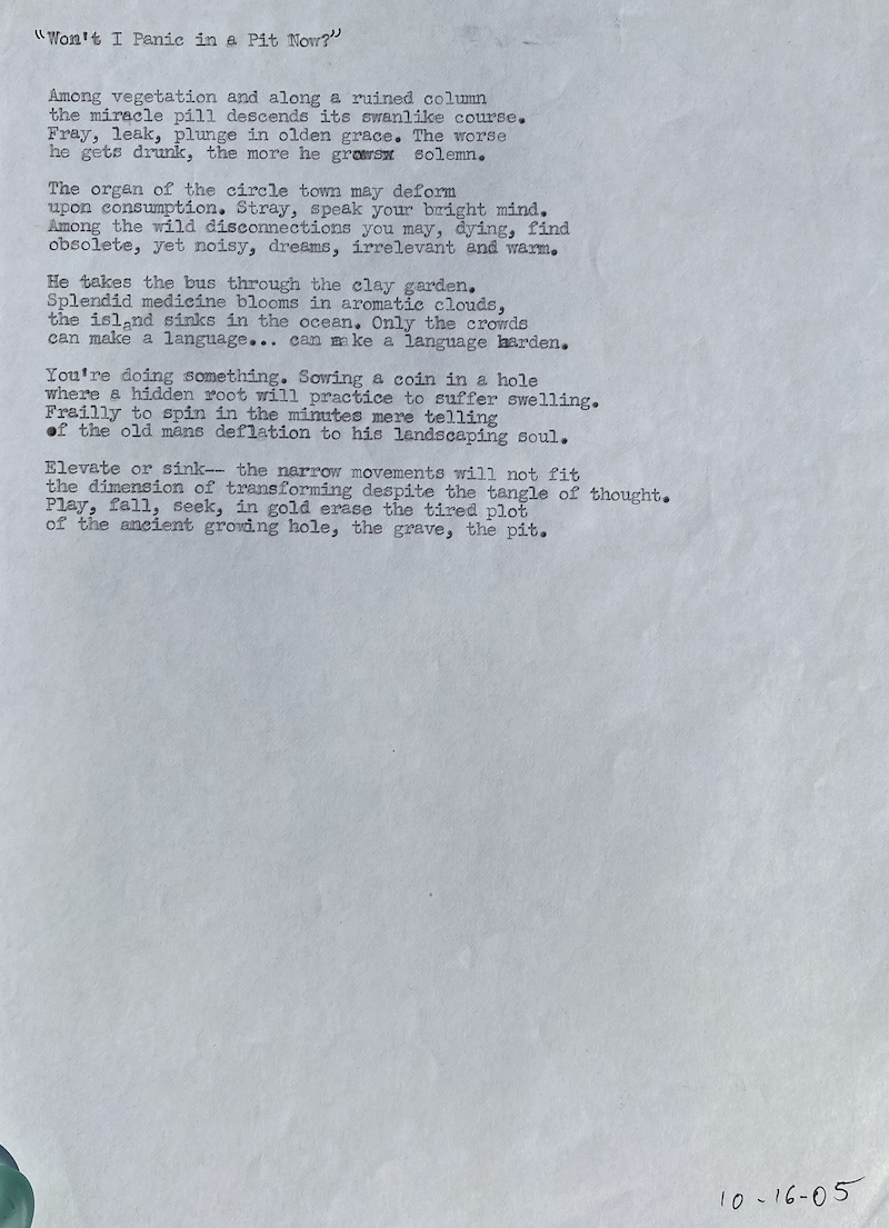 Photograph of poem draft