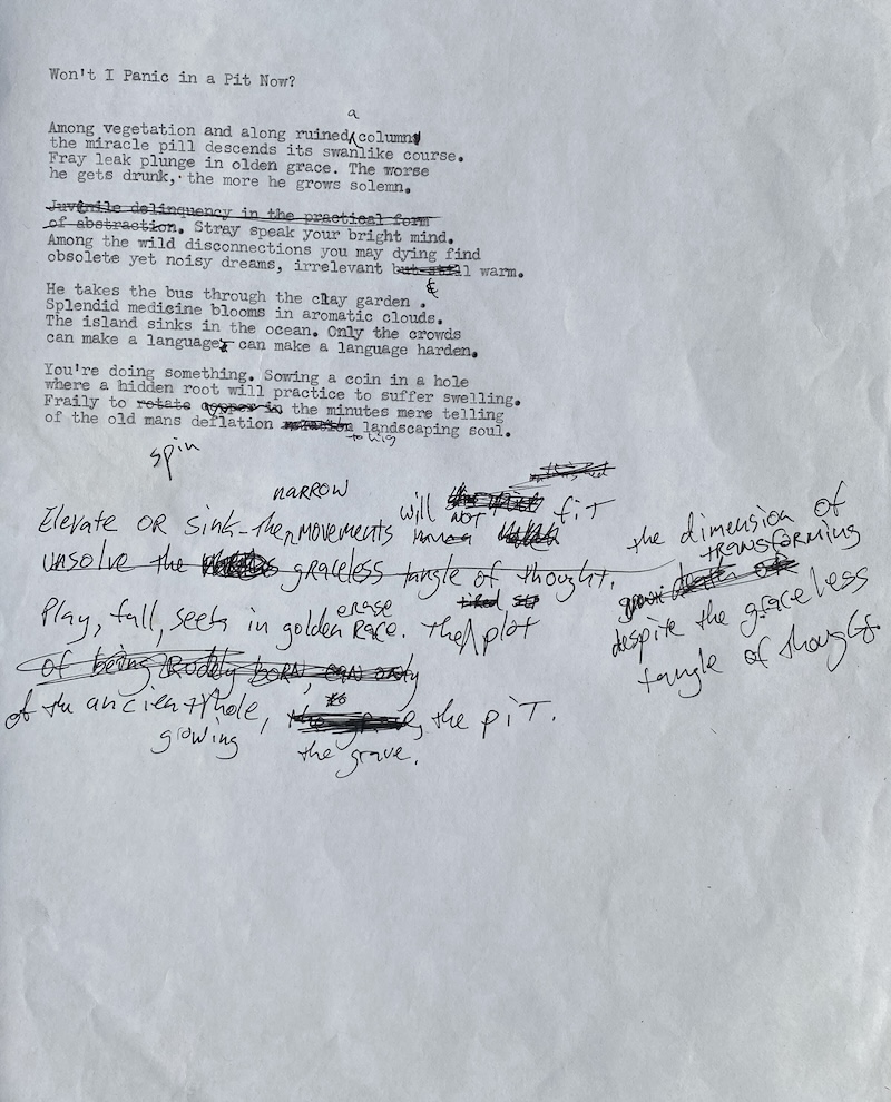 Photograph of poem draft