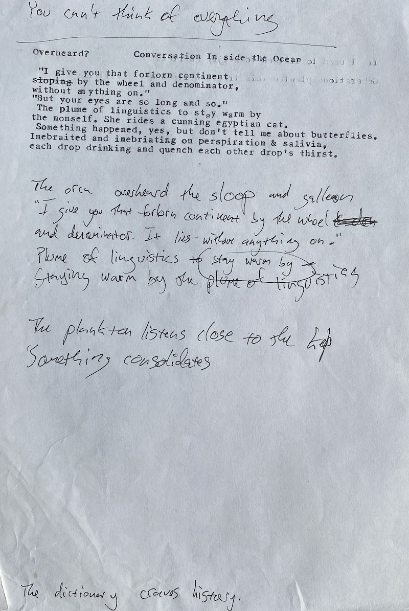 Photograph of poem draft