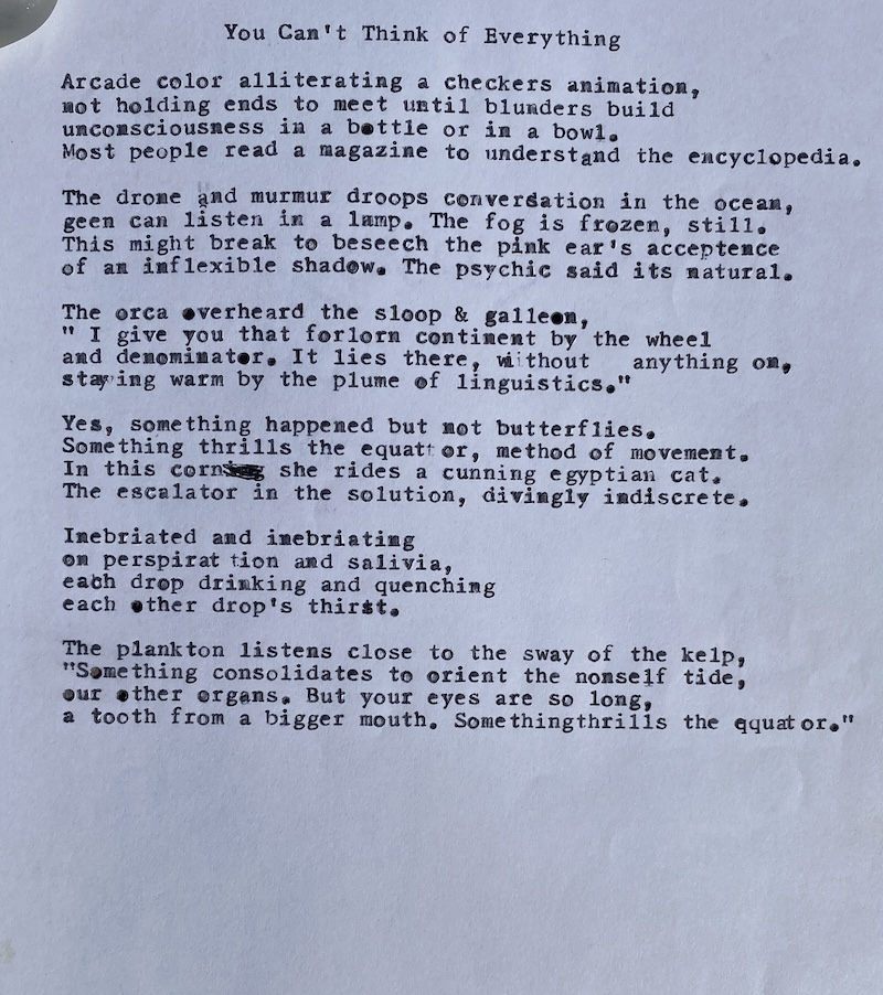 Photograph of poem draft